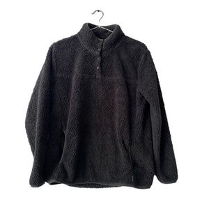 Eddie Bauer black pullover teddy jacket size M